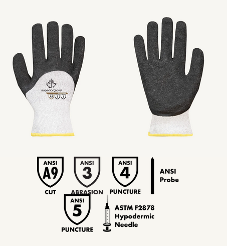 Superior Glove® TenActiv™ S18TXLXMP Latex Coated Hypodermic Resistant A9 Gloves